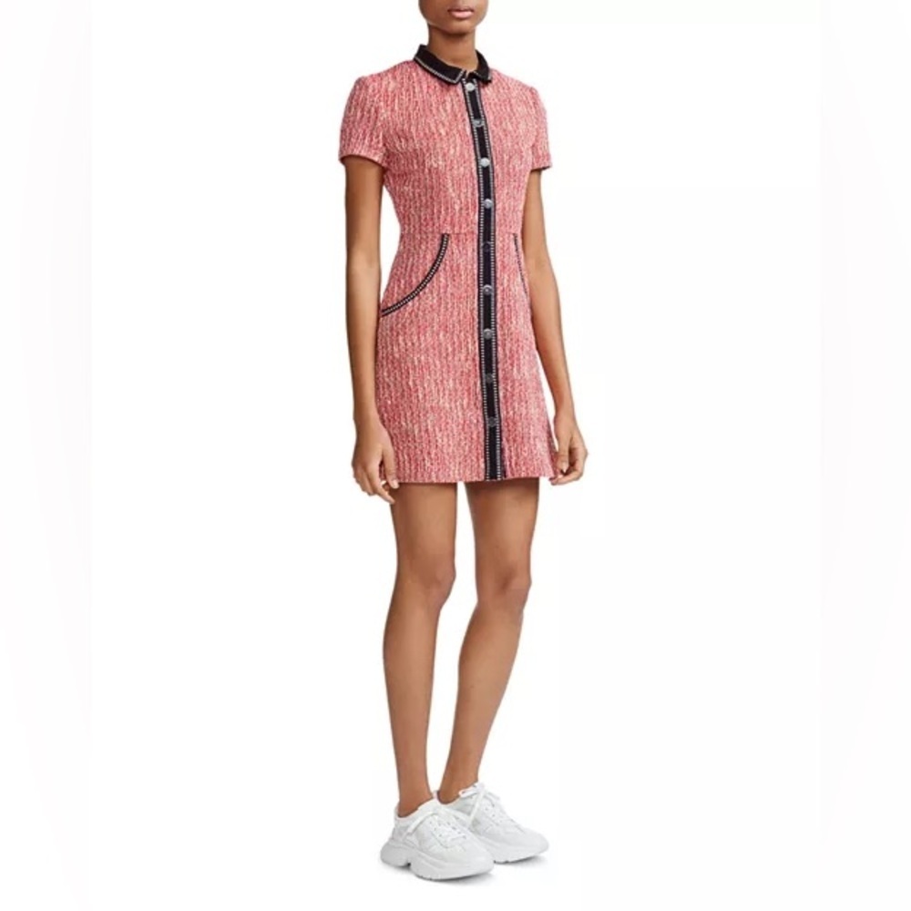 Renati style Tweed Shift Dress with Contrast Trim